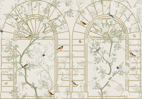 Behang met een ladder en vogels Behang met een ladder en vogels