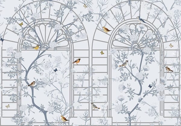 Behang met een ladder en vogels Behang met een ladder en vogels