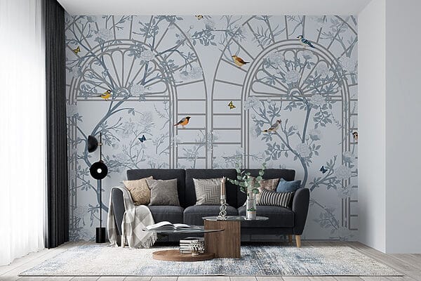 Behang met een ladder en vogels Behang met een ladder en vogels