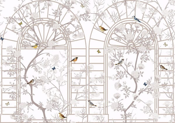 Behang met een ladder en vogels Behang met een ladder en vogels