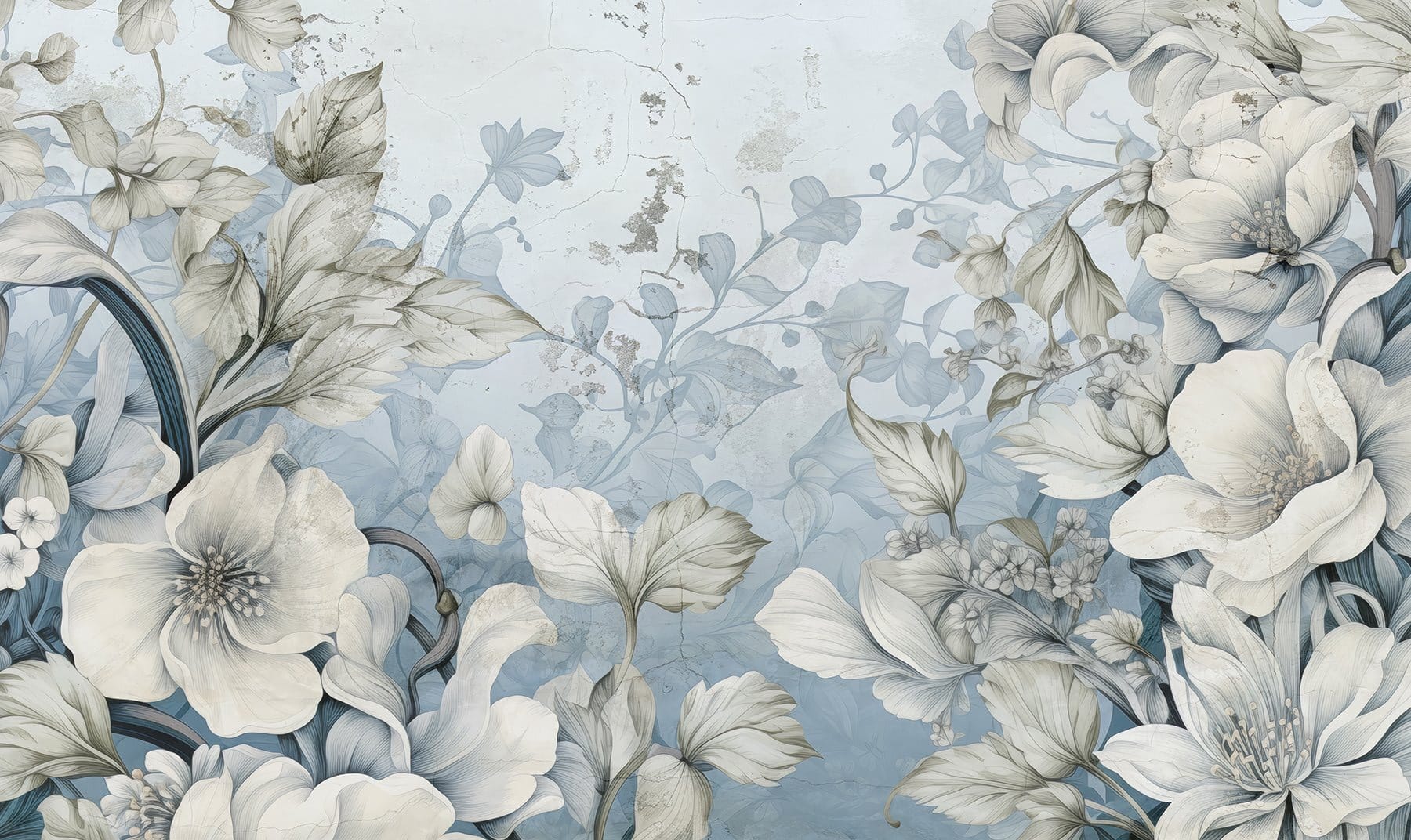 Wallpaper with flowers and leaves Wallpaper with flowers and leaves