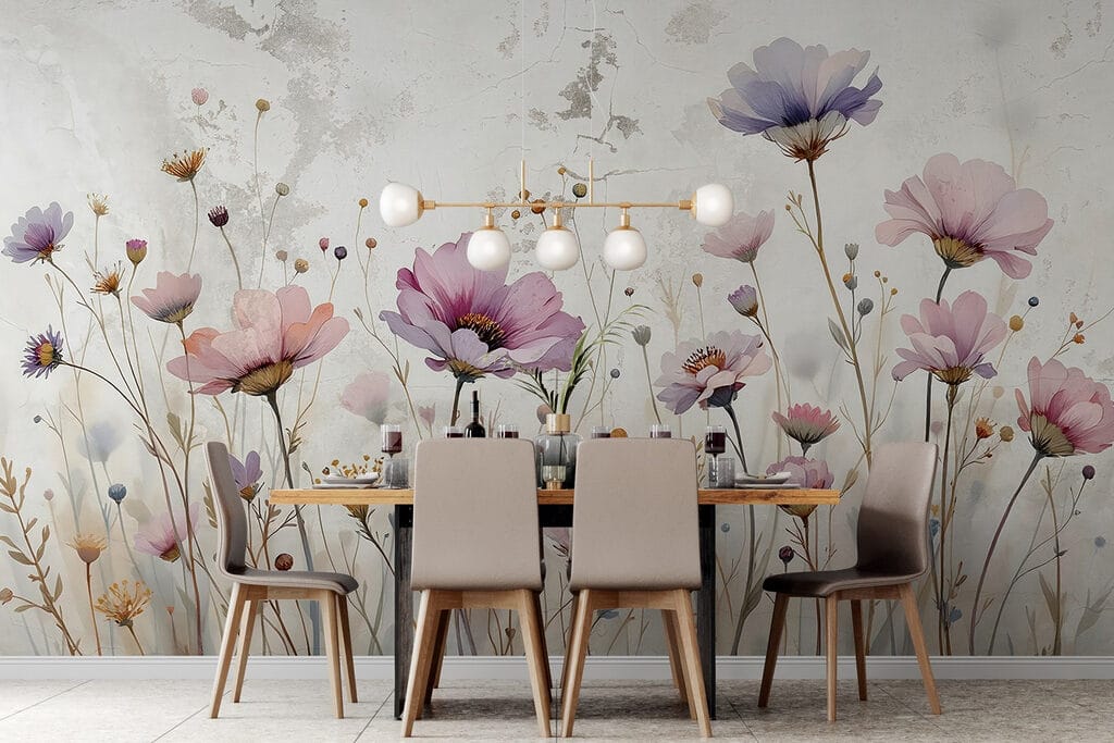 Painting of flowers on a wall Painting of flowers on a wall