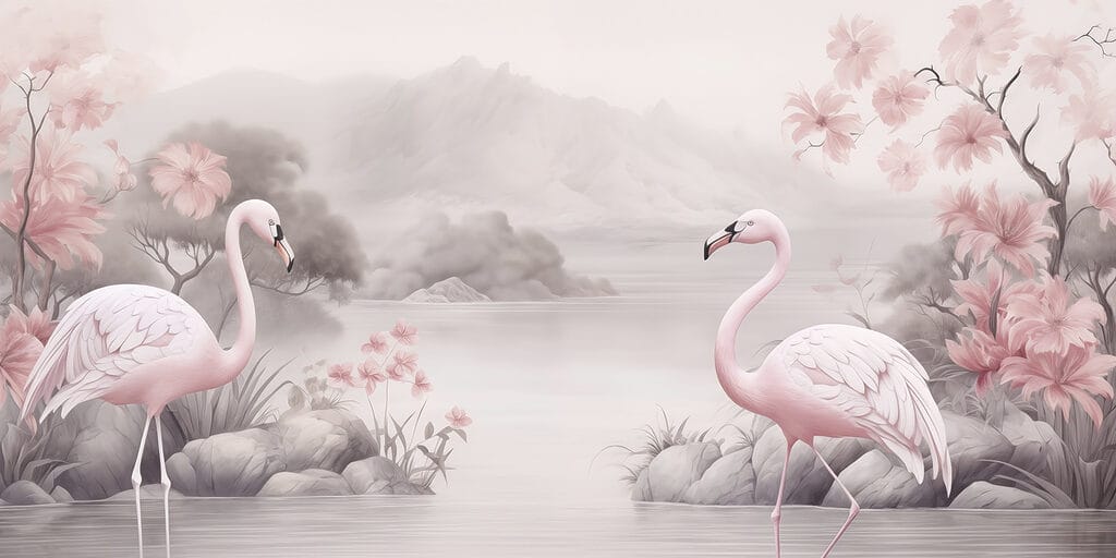 Flamingo's in een meer Flamingo's in een meer