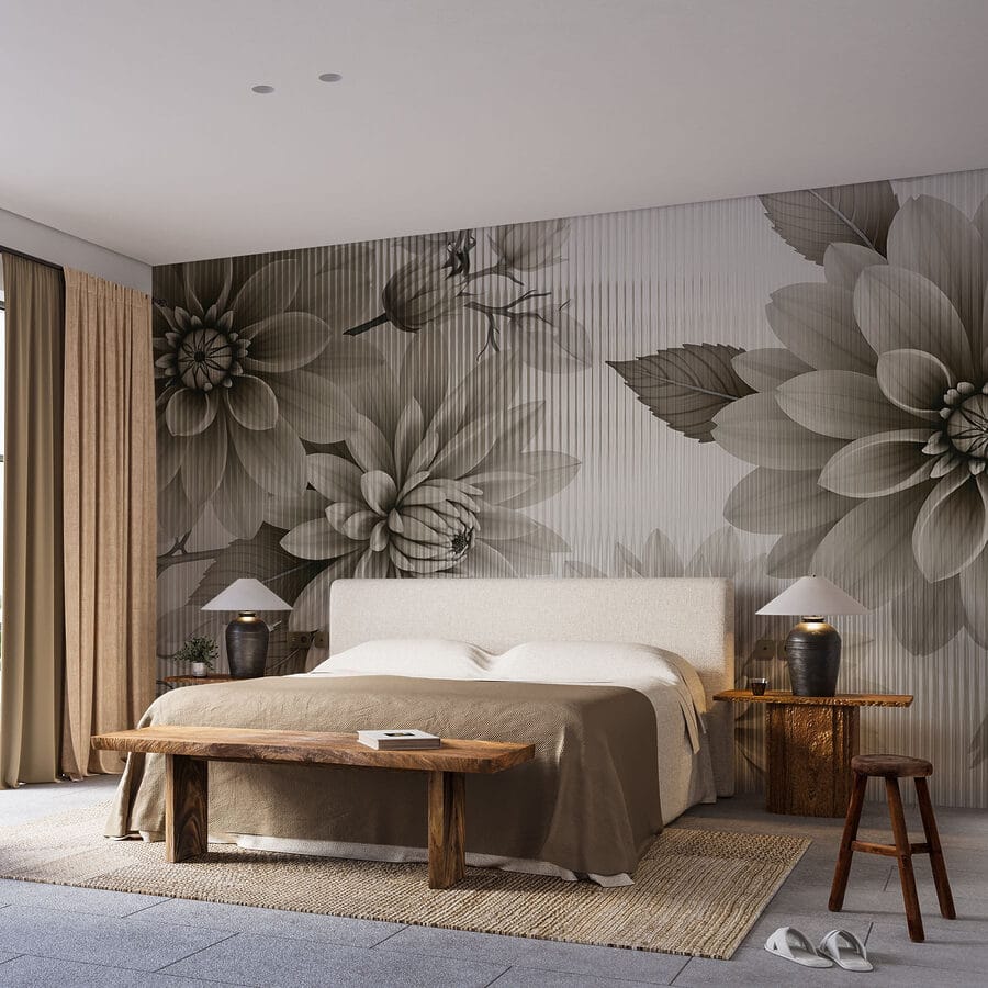 Elegant bloemendessin in gedempte tinten