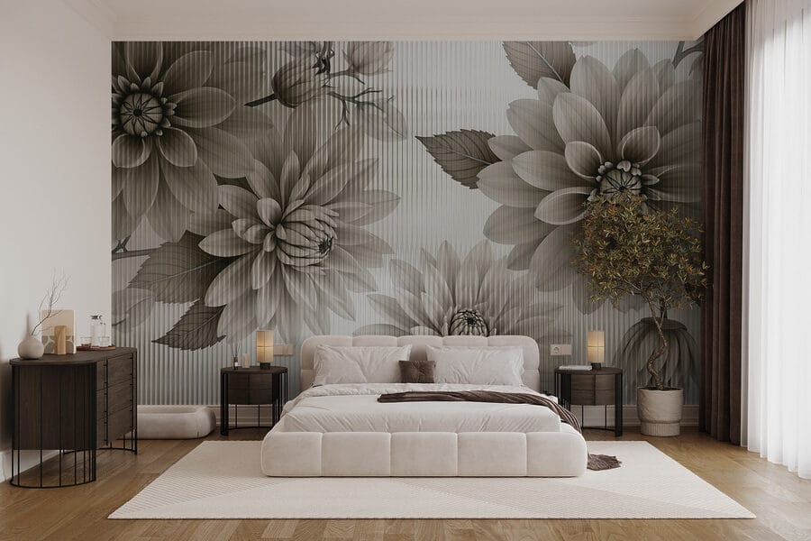 Elegant bloemendessin in gedempte tinten