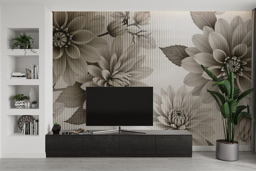 Elegant bloemendessin in gedempte tinten