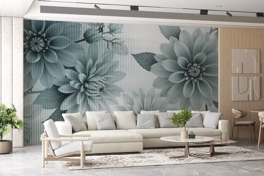 Fotobehang Delicate bloemen in gedempte tinten