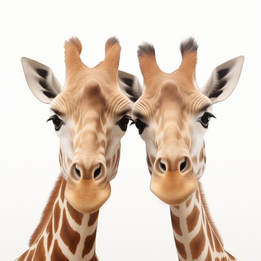 Twee giraffen kijken naar de camera
