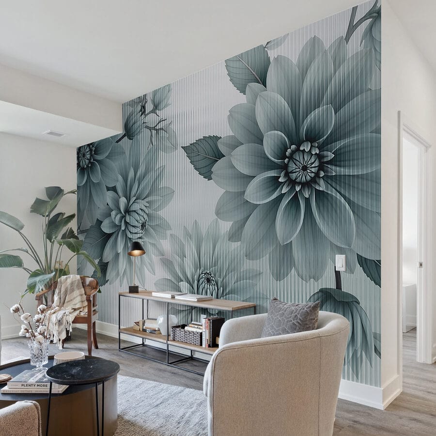 Fotobehang Delicate bloemen in gedempte tinten - Afbeelding 2