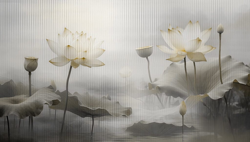 Schilderij van bloemen en bladeren Schilderij van bloemen en bladeren