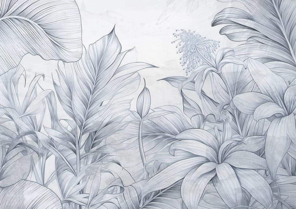 Tekening van bladeren en bloemen Tekening van bladeren en bloemen