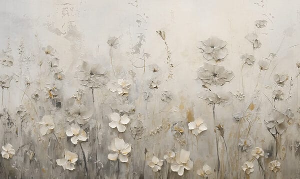 Schilderij van bloemen op een muur Schilderij van bloemen op een muur