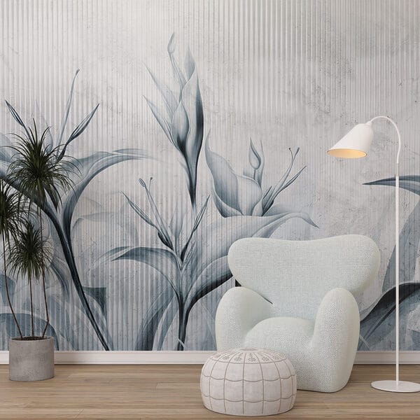 Schilderij van bloemen op een muur Schilderij van bloemen op een muur