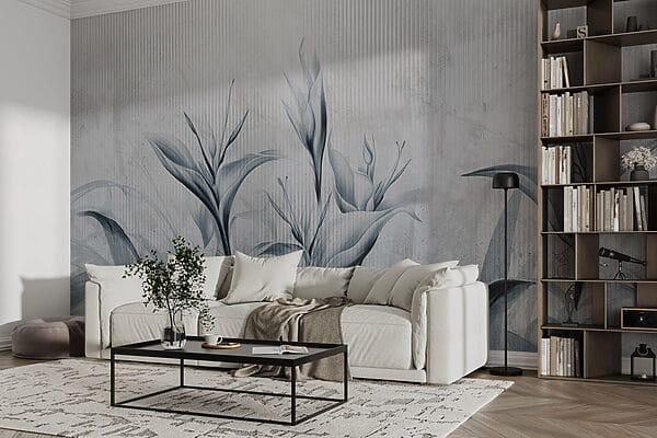Schilderij van bloemen op een muur Schilderij van bloemen op een muur