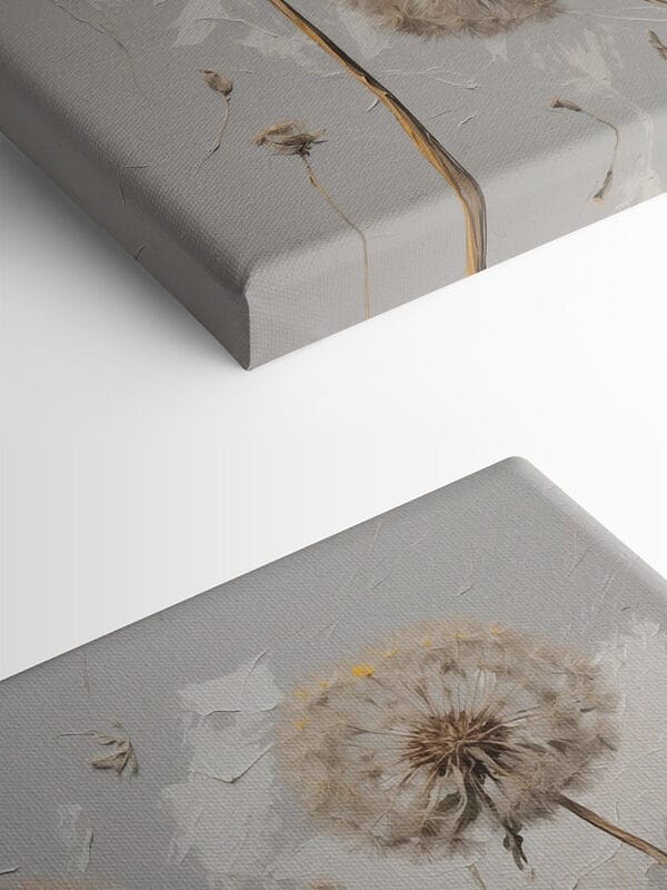 Schilderij van paardenbloemen op een witte achtergrond Schilderij van paardenbloemen op een witte achtergrond