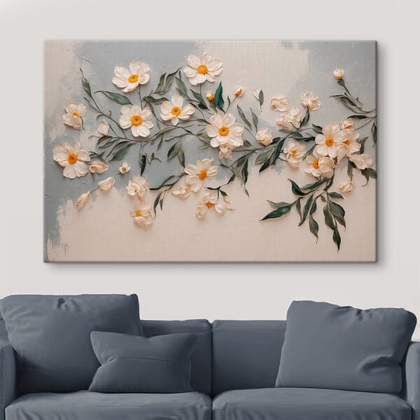 Witte bloemen en groene bladeren Witte bloemen en groene bladeren