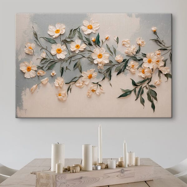 Witte bloemen en groene bladeren Witte bloemen en groene bladeren