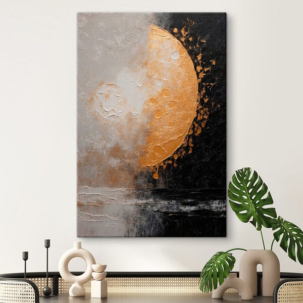 Schilderij van een maan en water Schilderij van een maan en water