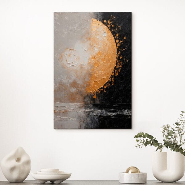 Schilderij van een maan en water Schilderij van een maan en water