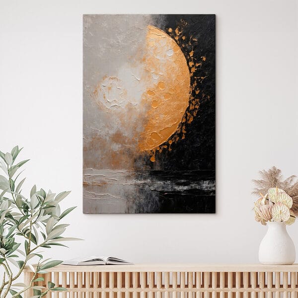 Schilderij van een maan en water Schilderij van een maan en water