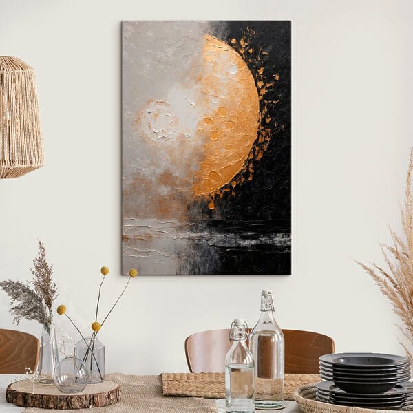 Schilderij van een maan en water Schilderij van een maan en water