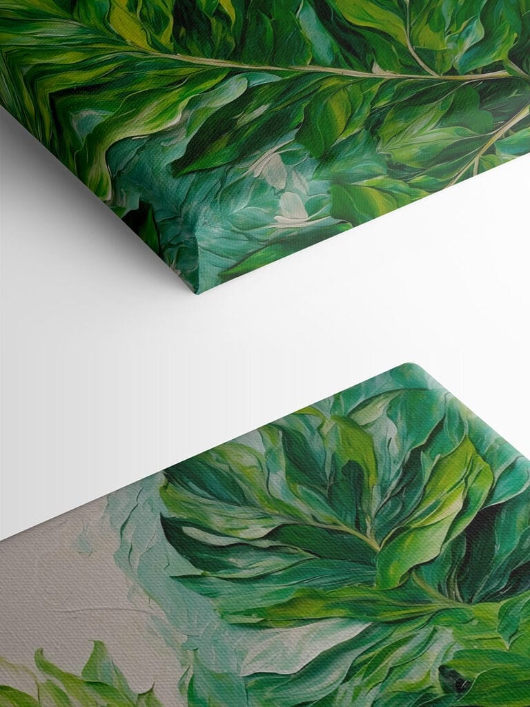 Painting of leaves on a white surface Painting of leaves on a white surface
