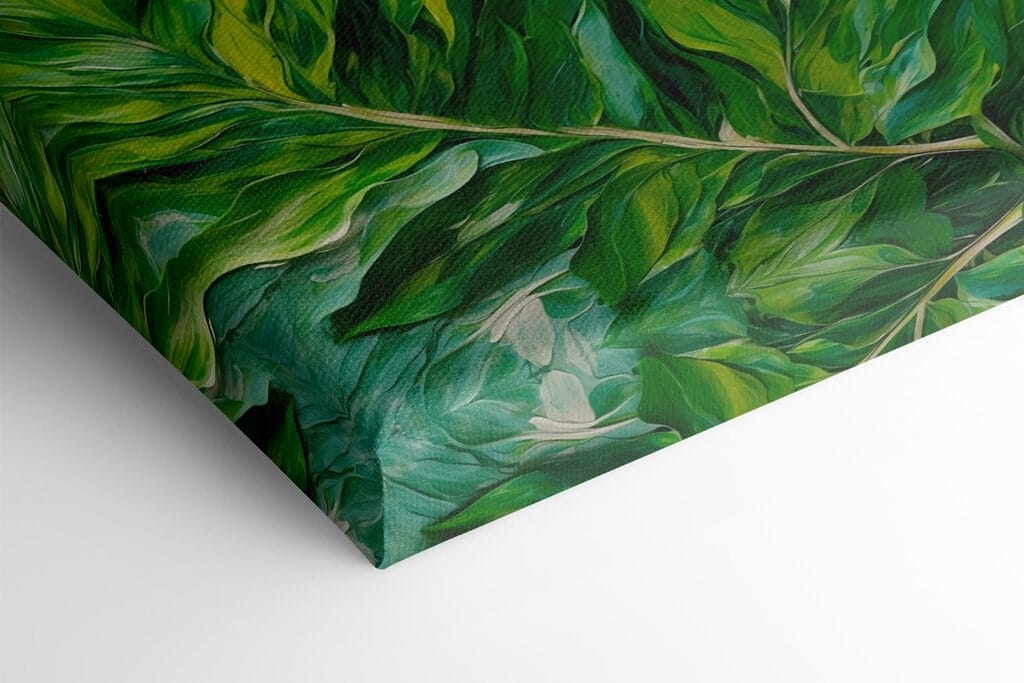 Painting of leaves on a white surface Painting of leaves on a white surface