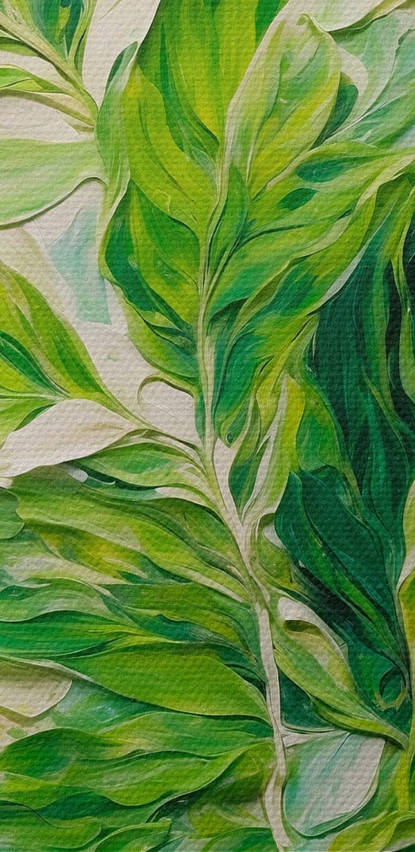 Schilderij van bladeren op een wit oppervlak Schilderij van bladeren op een wit oppervlak