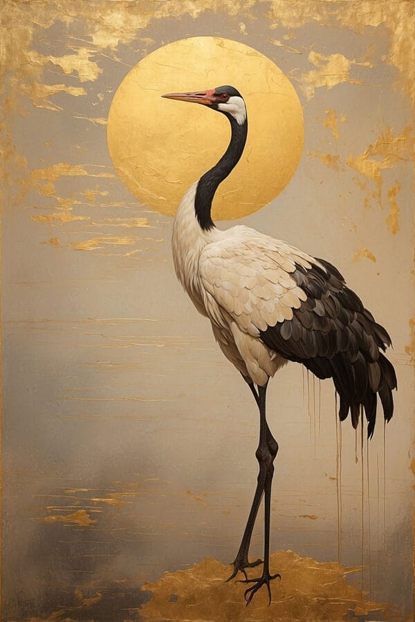Elegante kraan onder een grote zon Elegante kraan onder een grote zon