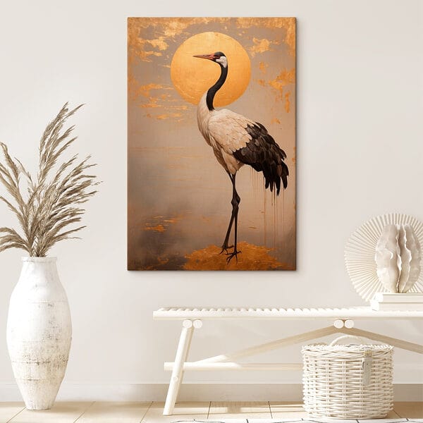 Elegante kraan onder een grote zon Elegante kraan onder een grote zon