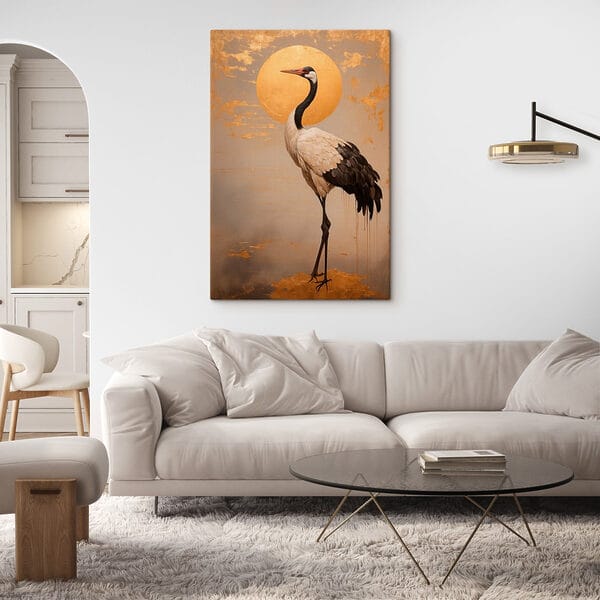 Elegante kraan onder een grote zon Elegante kraan onder een grote zon