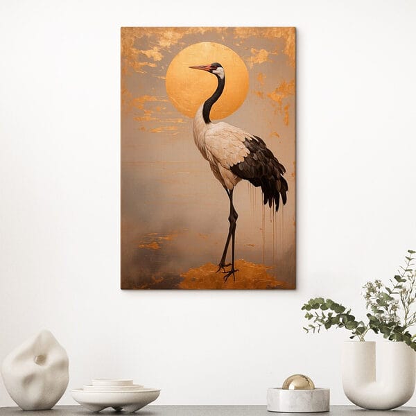 Elegante kraan onder een grote zon Elegante kraan onder een grote zon
