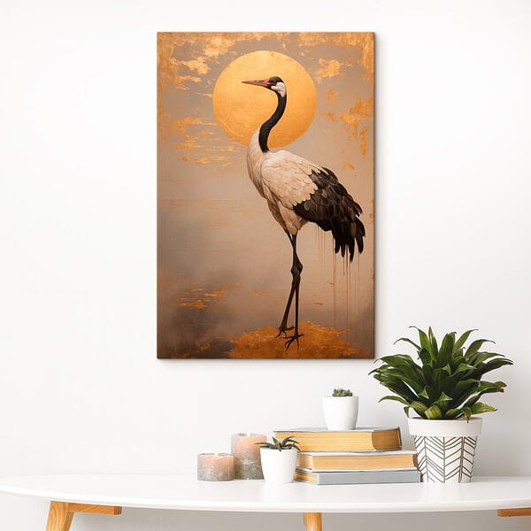 Elegante kraan onder een grote zon Elegante kraan onder een grote zon