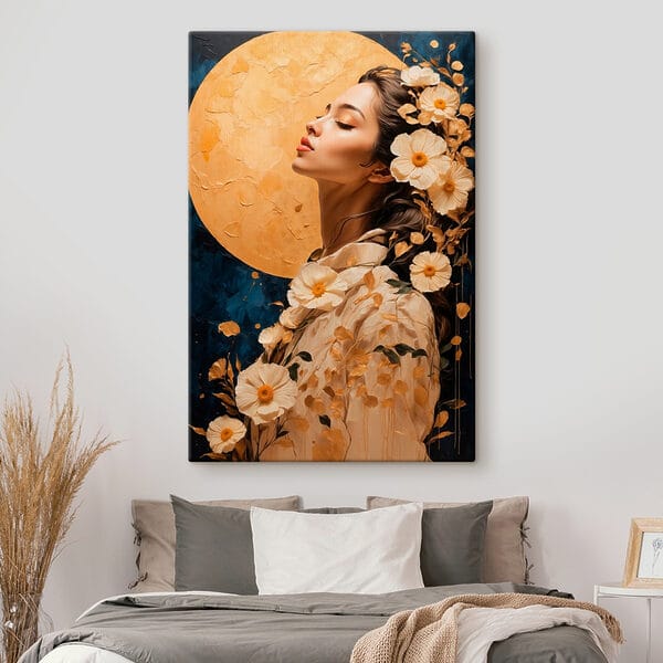 Vrouw met bloemen om haar haar Vrouw met bloemen om haar haar