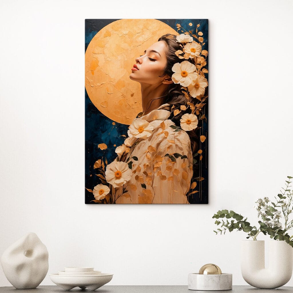 Woman with flowers around her hair