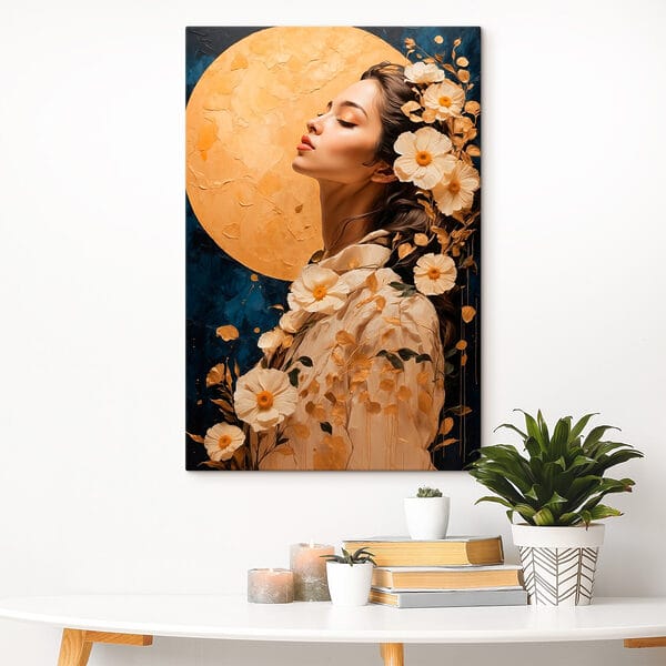 Vrouw met bloemen om haar haar Vrouw met bloemen om haar haar