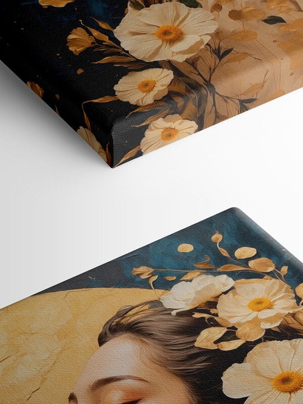 Vrouw met bloemen om haar haar Vrouw met bloemen om haar haar