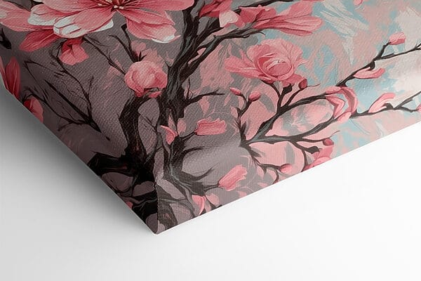 Schilderij van roze bloemen op een tak Schilderij van roze bloemen op een tak