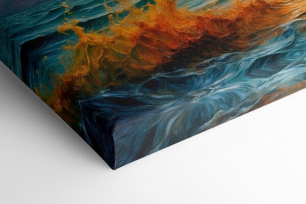 Schilderij van een zonsondergang boven een waterlichaam Schilderij van een zonsondergang boven een waterlichaam