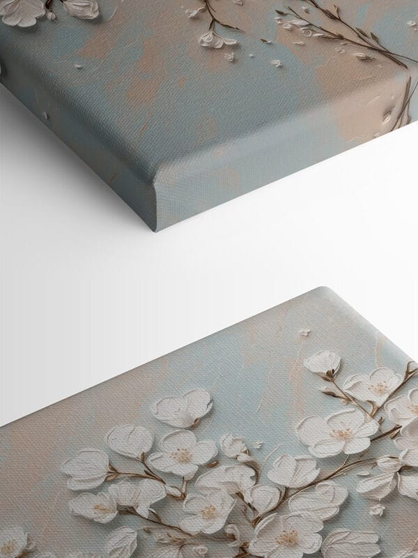 Witte bloemen op een blauwe en witte achtergrond Witte bloemen op een blauwe en witte achtergrond