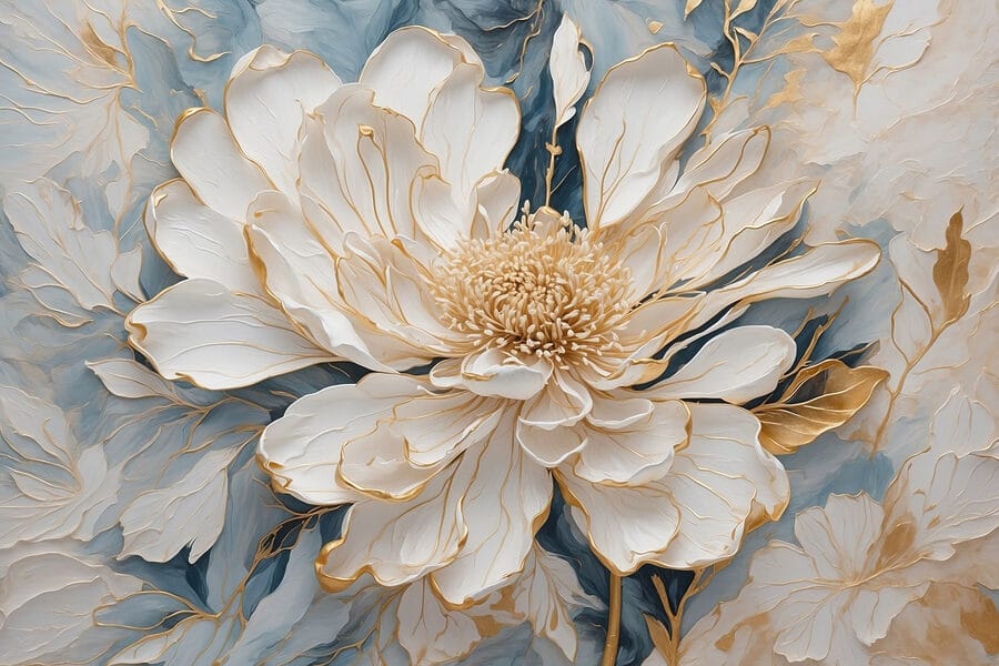 Schilderij van een witte bloem