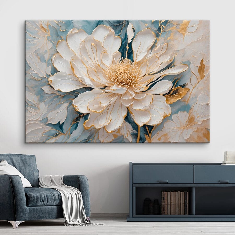 Schilderij van een witte bloem