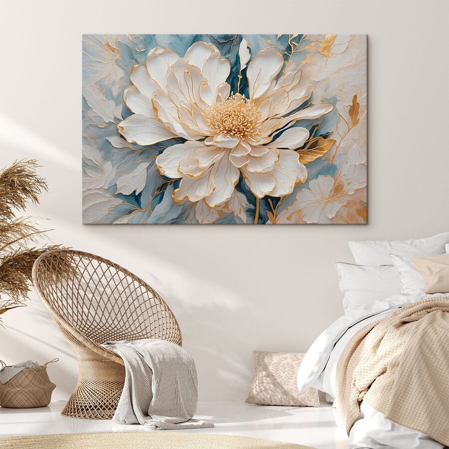 Schilderij van een witte bloem