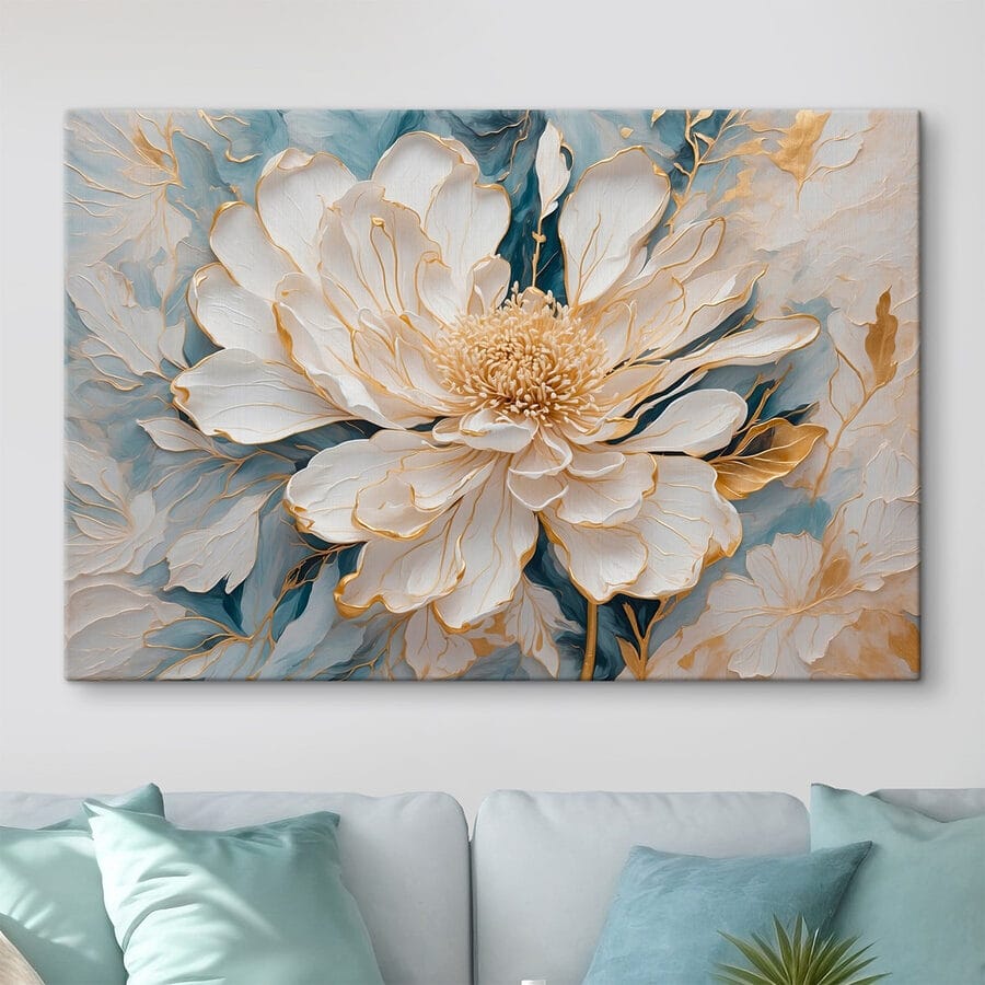 Schilderij van een witte bloem