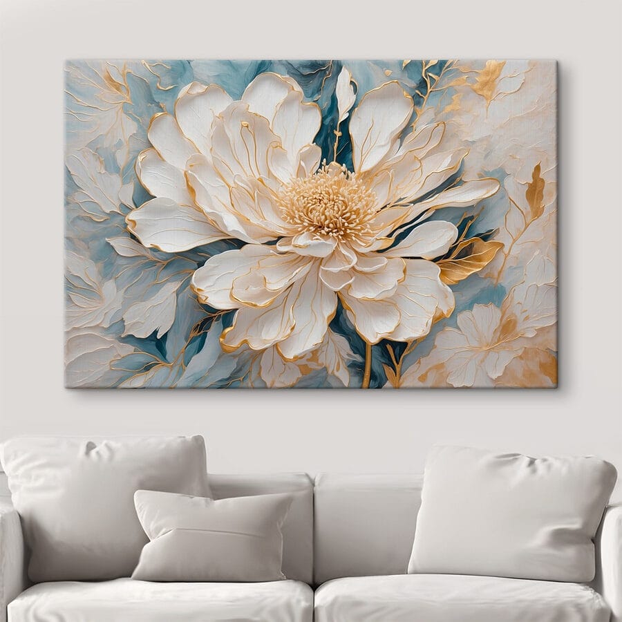 Schilderij van een witte bloem