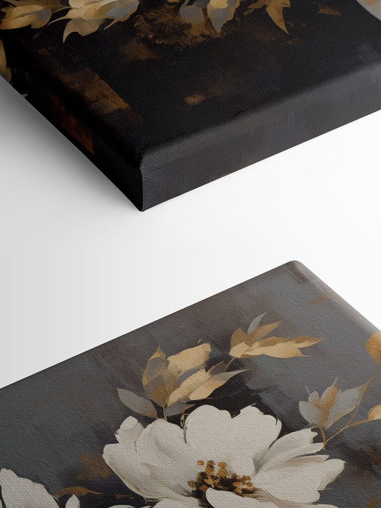 Painting of white flowers in a vase