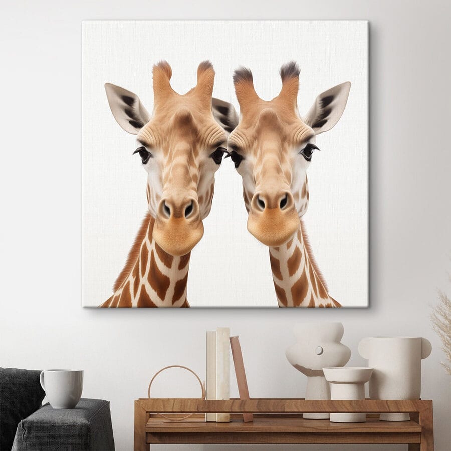 Twee giraffen kijken naar de camera