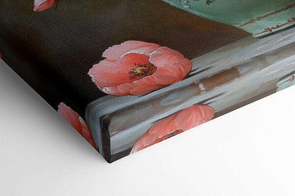 Schilderij van roze bloemen in een vaas Schilderij van roze bloemen in een vaas
