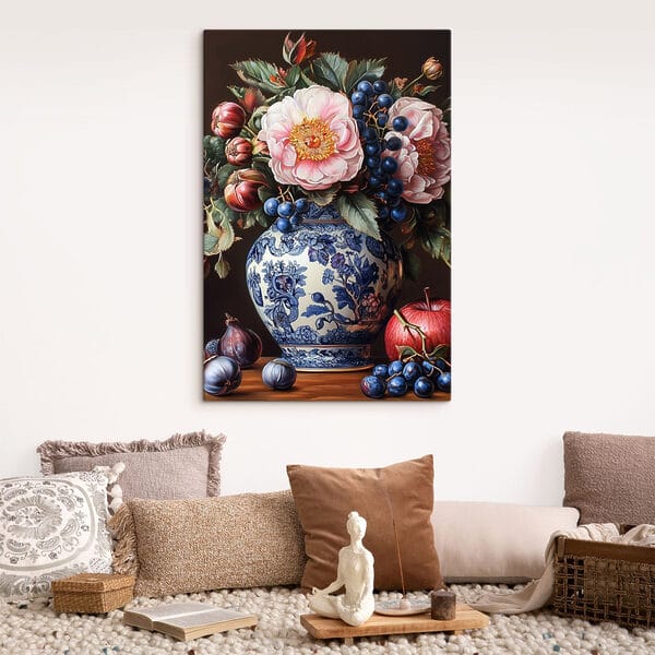 Schilderij van bloemen in een vaas Schilderij van bloemen in een vaas