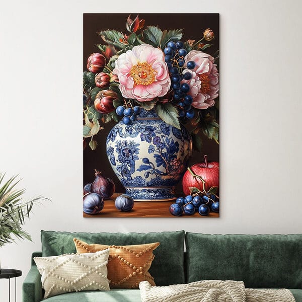Schilderij van bloemen in een vaas Schilderij van bloemen in een vaas